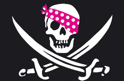 Флаг Череп с розовой повязкой 100х150 см